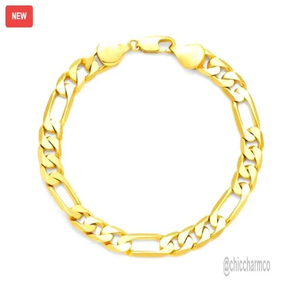 14K Gold Figaro Bracelet 7mm Unisex 7-8.5 Inch Hypoallergenic Chain
